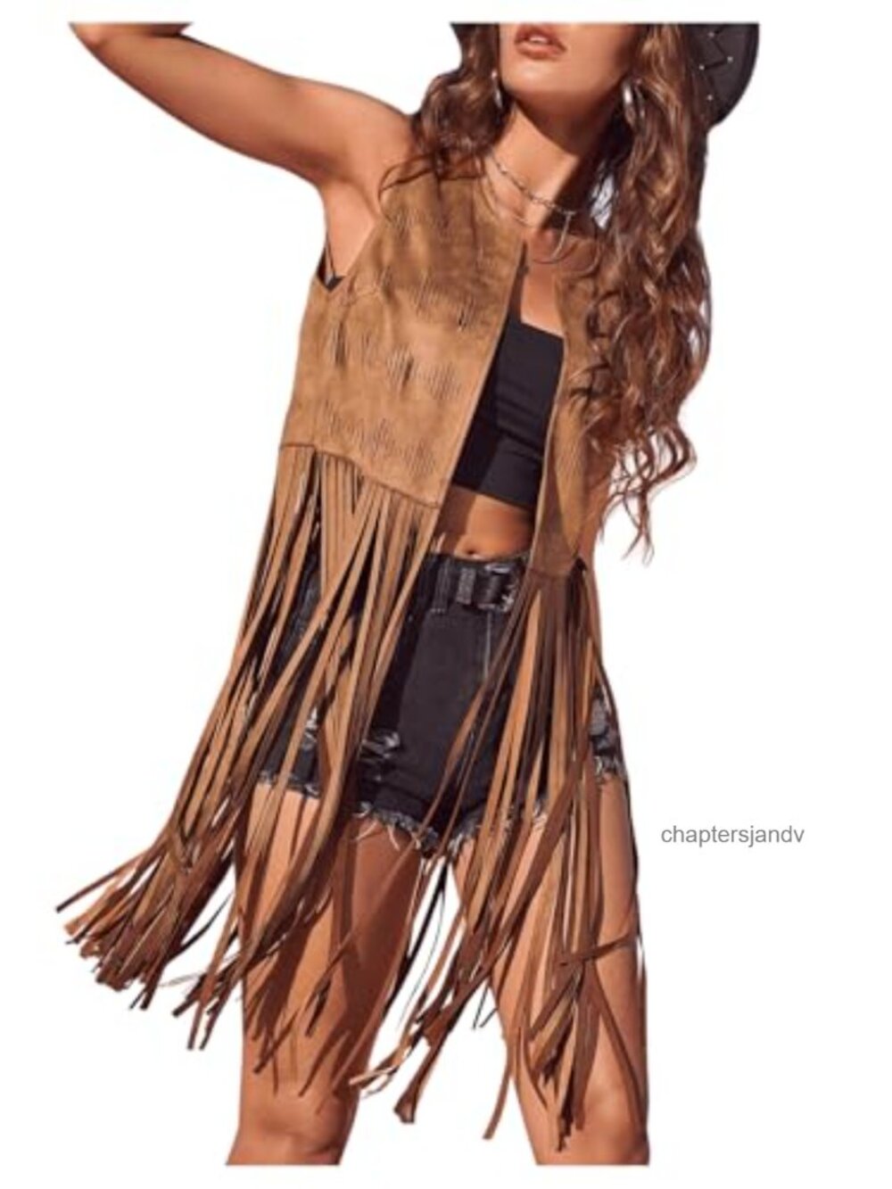 Fringe Vest 70s Hippie Faux Suede Cowgirl Tassel Sleeveless Boho Jacket